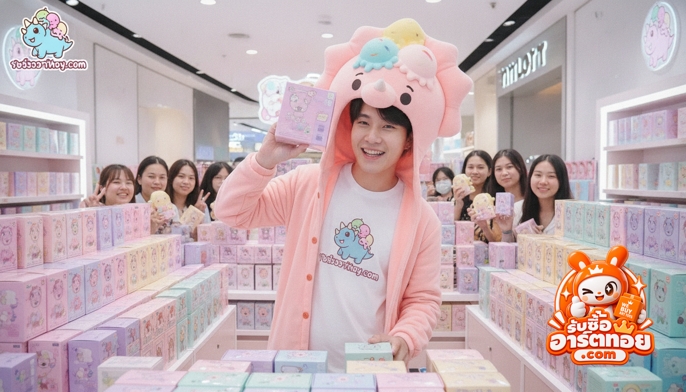 อาร์ตทอย Ice Cream Dino ไวนิลหลากสีสัน ดีไซน์ไอศกรีม 3 สกู๊ปบนหลัง จัดแสดงเพื่อการประเมินสภาพ